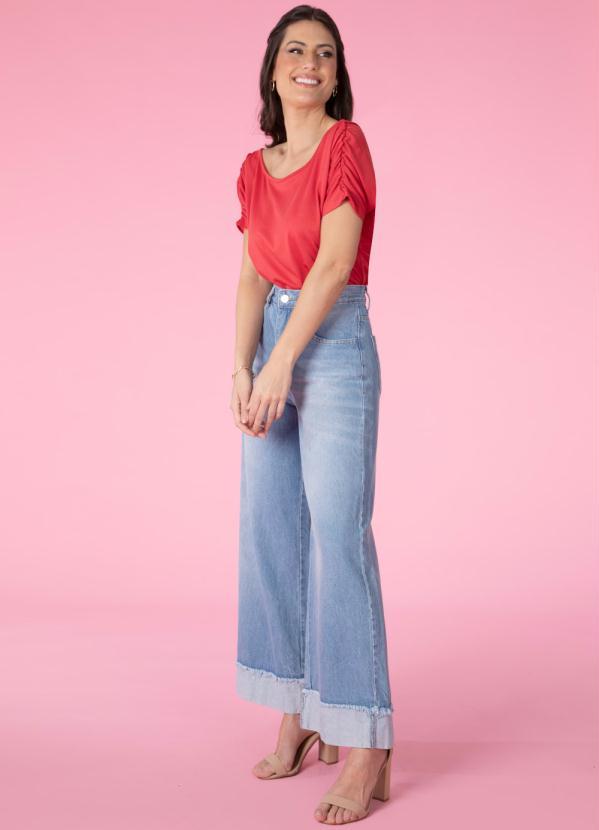 Quintess - Blusa Vermelho com Detalhe de Franzidos 5