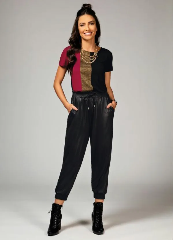 Quintess - Blusa Vermelho e Preto com Recorte Frontal 3