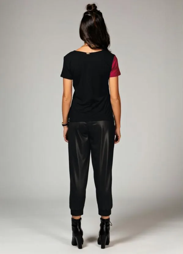 Quintess - Blusa Vermelho e Preto com Recorte Frontal 4