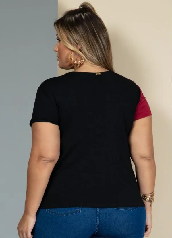 Quintess - Blusa Vermelho e Preto com Recorte Frontal 6