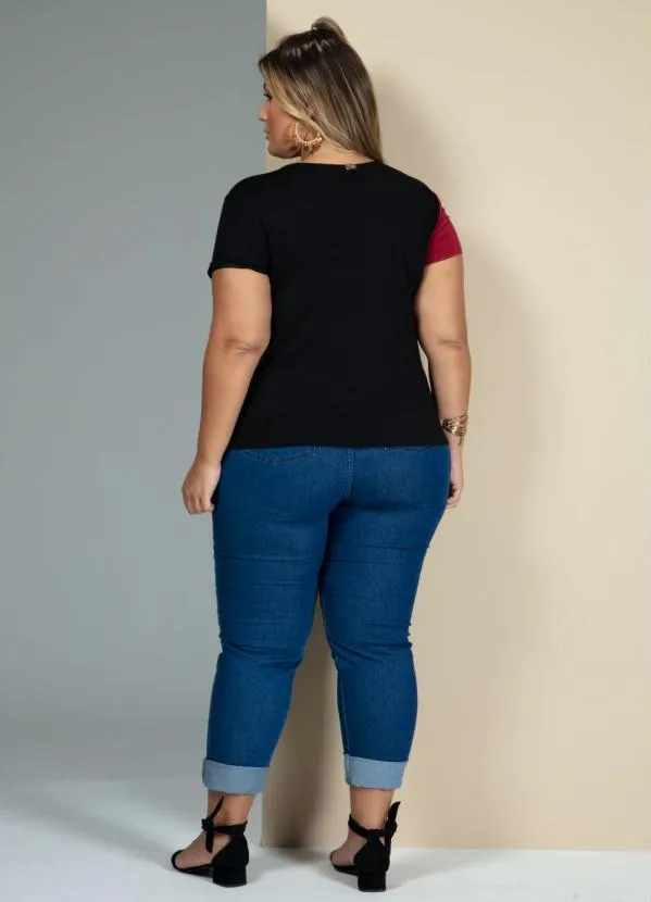 Quintess - Blusa Vermelho e Preto com Recorte Frontal 8