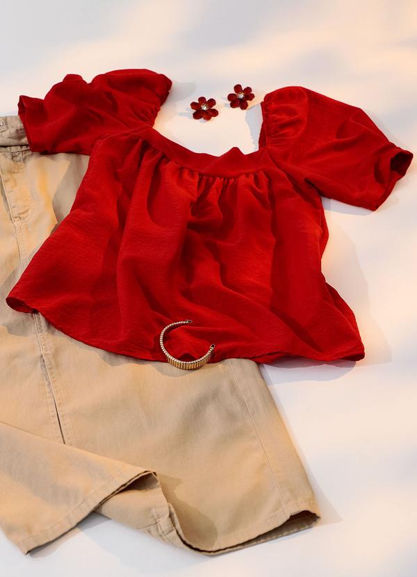 Quintess - Blusa Vermelho em Crepe Plano 10