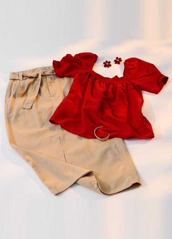 Quintess - Blusa Vermelho em Crepe Plano 11