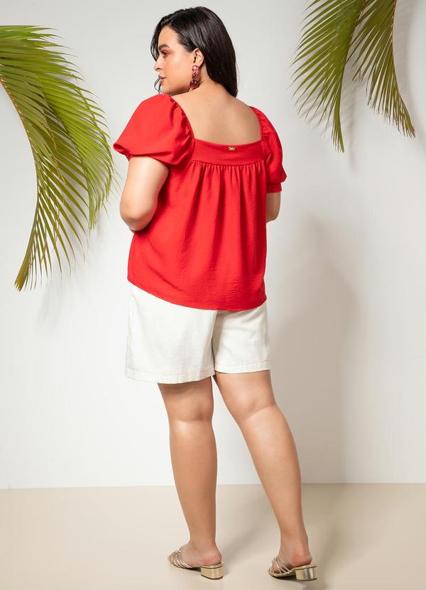 Quintess - Blusa Vermelho em Crepe Plano 9