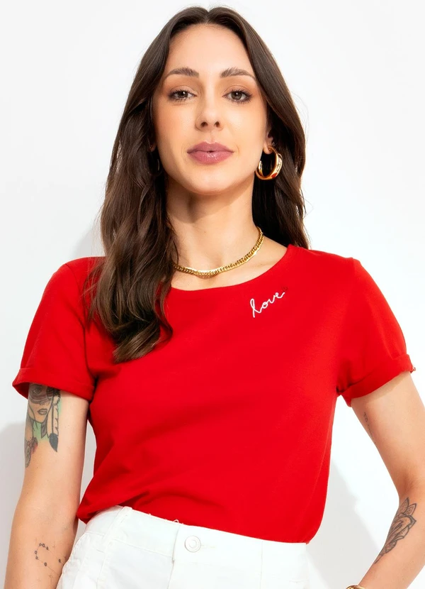 Bimini - Blusa Vermelho em Malha de Algodão