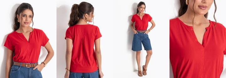 Blusa Vermelho em Malha de Algod�o