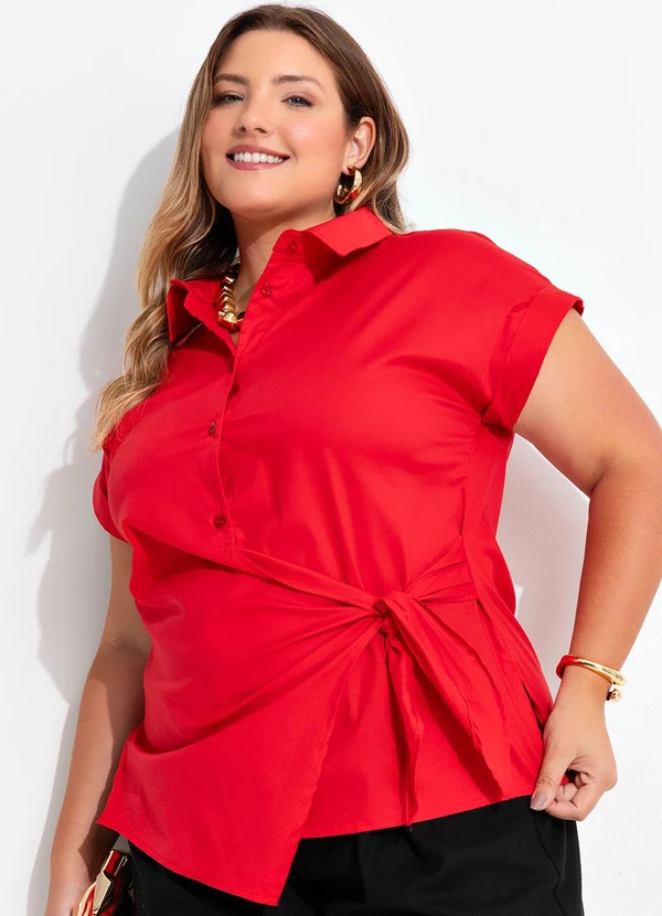 Quintess - Blusa Vermelho em Tricoline 8