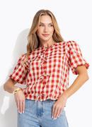 Blusa Vichy Vermelho em Tecido de Poliéster