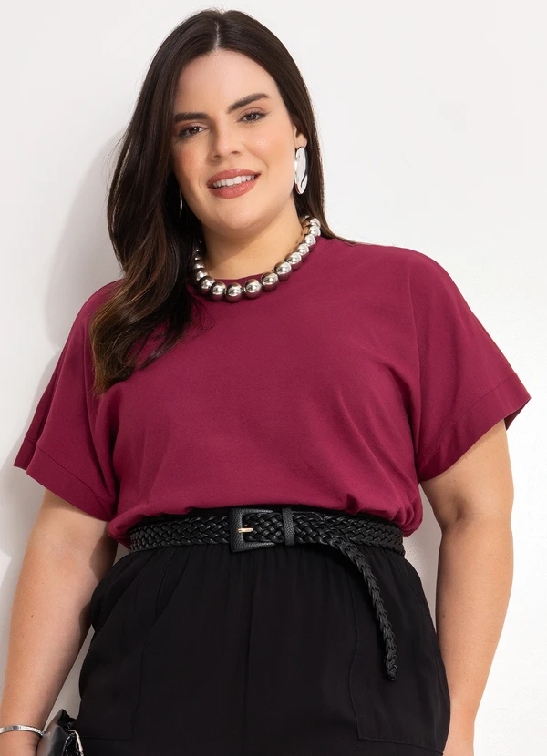 Marguerite - Blusa Vinho em Malha de Algodão
