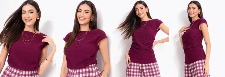 Blusa Vinho em Malha Texturizada