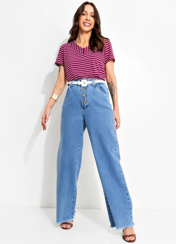 Bimini - Blusa Vinho em Meia Malha Listrada 3