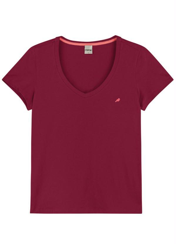 Enfim - Blusa Vinho Tradicional Decote V Feminina