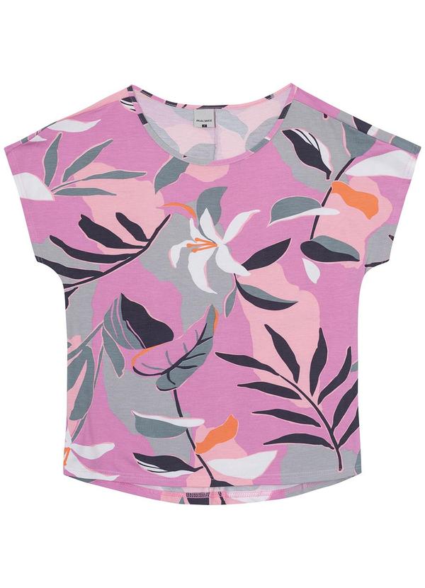 Malwee - Blusa Violeta Mullet Tropical em Viscose