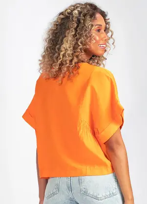 Colcci - Blusa Viscolinho Laranja - COLCCI