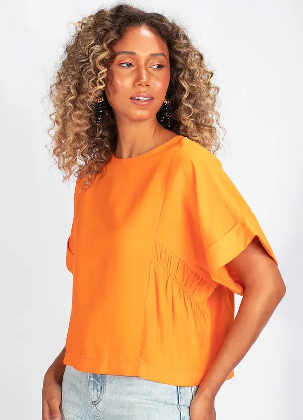 Colcci - Blusa Viscolinho Laranja