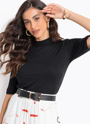Cantão - Blusa Viscose Golinha Preto - CANTÃO