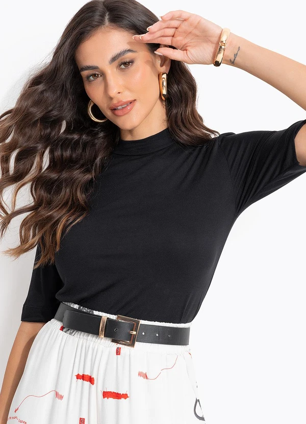 Cantão - Blusa Viscose Golinha Preto