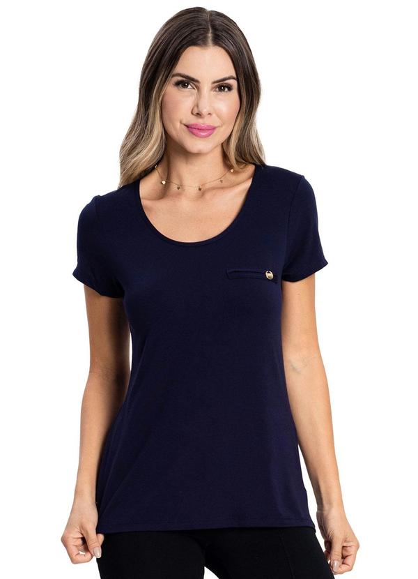 Rovitex - Blusa Viscotorcion Básica Feminina Azul