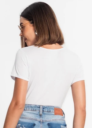 Rovitex - Blusa Viscotorcion Básica Feminina Branco - ROVITEX