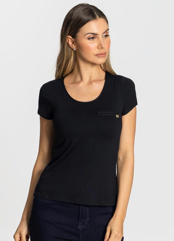Rovitex - Blusa Viscotorcion Básica Feminina Preto
