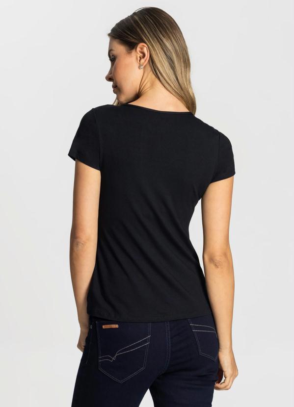 Rovitex - Blusa Viscotorcion Básica Feminina Preto 2