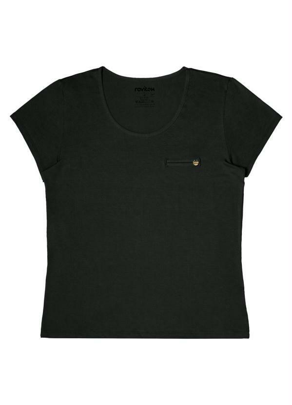 Rovitex - Blusa Viscotorcion Básica Feminina Preto 4