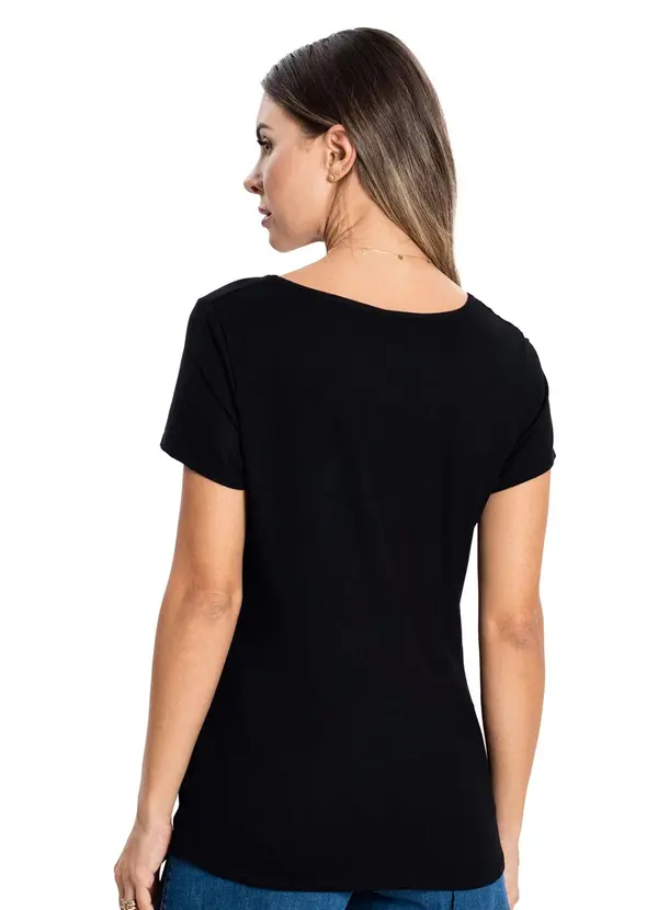 Rovitex - Blusa Viscotorcion Básica Feminina Preto 2