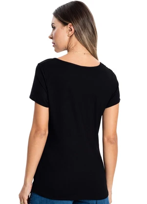 Rovitex - Blusa Viscotorcion Básica Feminina Preto - ROVITEX