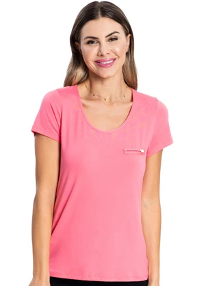 Rovitex - Blusa Viscotorcion Básica Feminina Rosa - ROVITEX