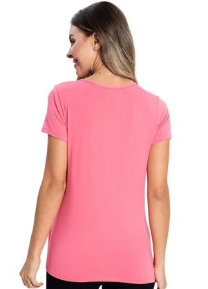 Rovitex - Blusa Viscotorcion Básica Feminina Rosa - ROVITEX