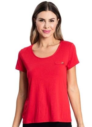 Rovitex - Blusa Viscotorcion Básica Feminina Vermelho - ROVITEX