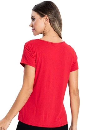 Rovitex - Blusa Viscotorcion Básica Feminina Vermelho - ROVITEX