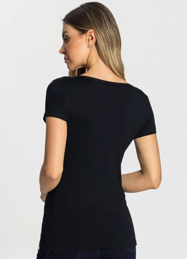 Rovitex - Blusa Viscotorcion Feminina Preto 2