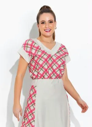 Rosalie - Blusa Xadrez Rosa Colete - ROSALIE