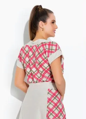Rosalie - Blusa Xadrez Rosa Colete - ROSALIE