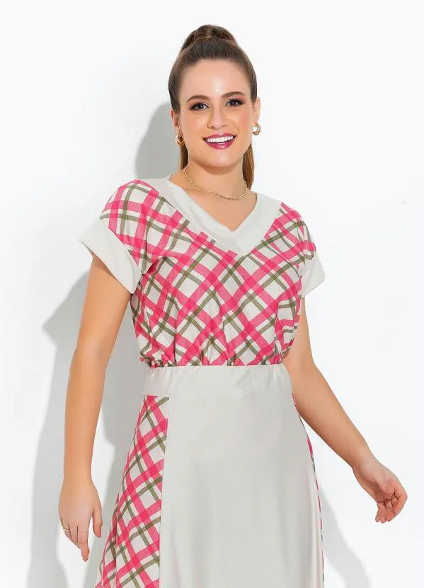 Rosalie - Blusa Xadrez Rosa Colete