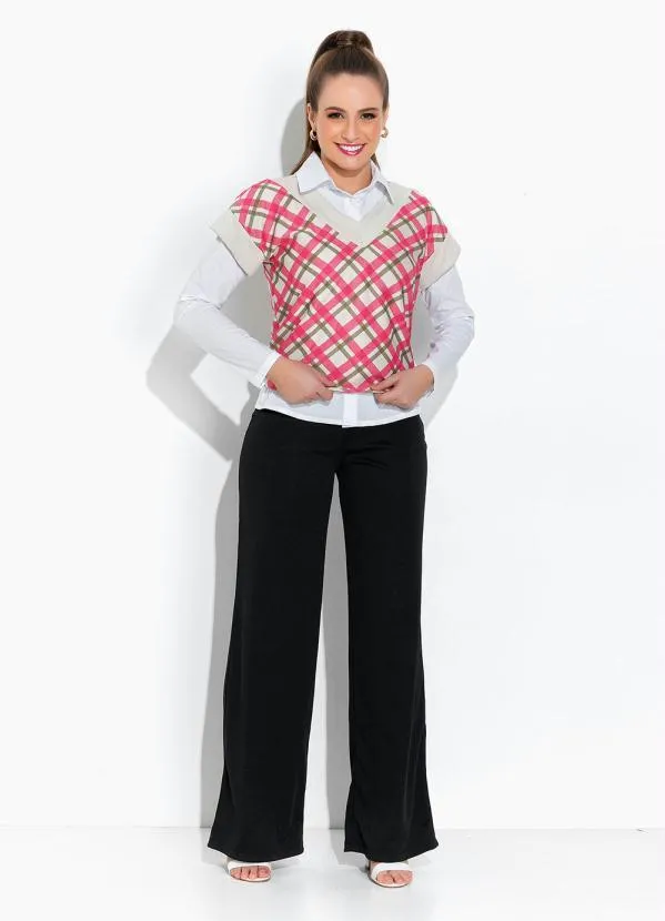 Rosalie - Blusa Xadrez Rosa Colete 5