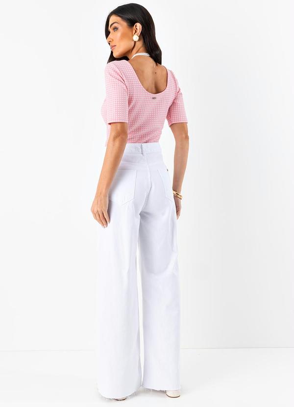 Quintess - Blusa Xadrez Rosa em Malha Jacquard 4