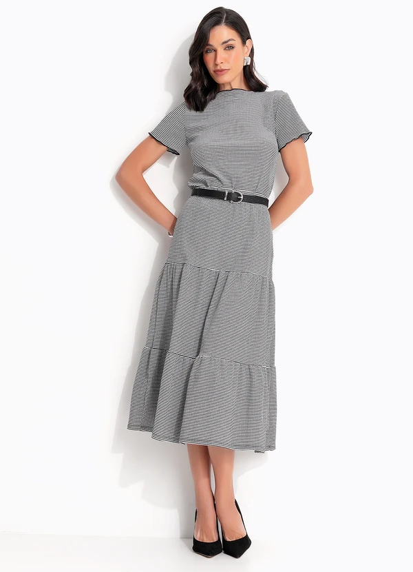 Quintess - Blusa Xadrez Vichy Preto em Malha Texturizada 11