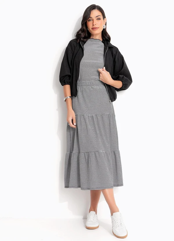 Quintess - Blusa Xadrez Vichy Preto em Malha Texturizada 7