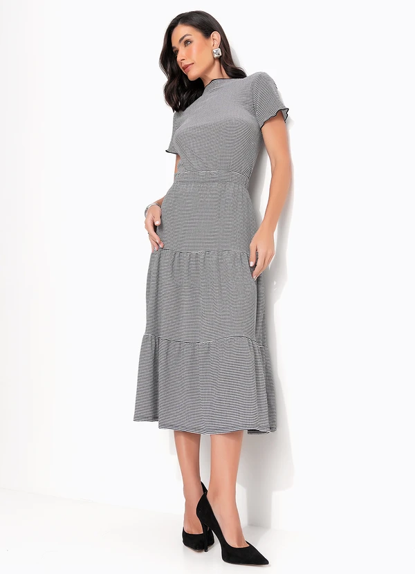 Quintess - Blusa Xadrez Vichy Preto em Malha Texturizada 2