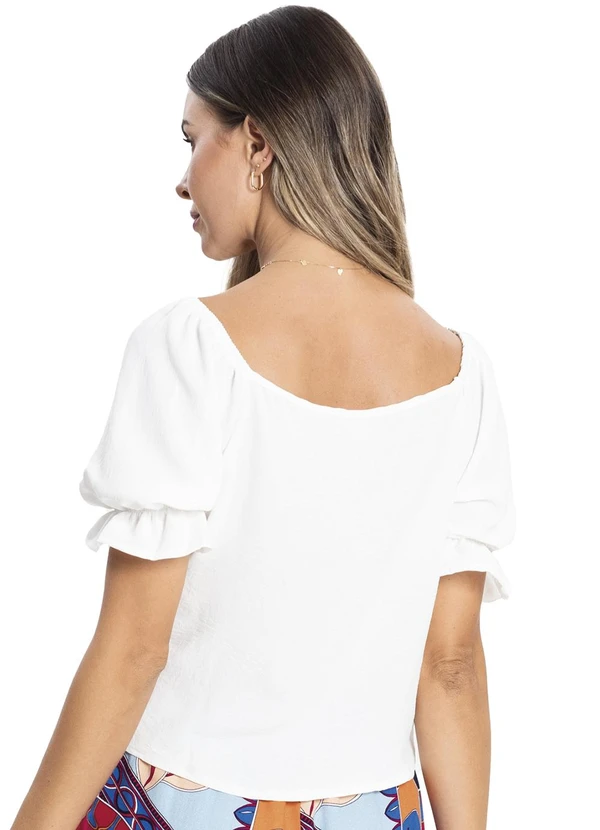 Rovitex - Blusa de Manga Bufante Feminina Bege 2