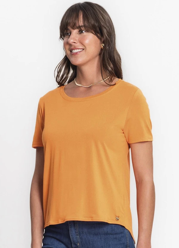Rovitex - Blusa Feminina Malha Delicate Básica Laranja