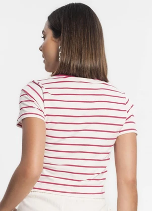 Rovitex - Blusa Básica Feminina Listras Rosa - ROVITEX