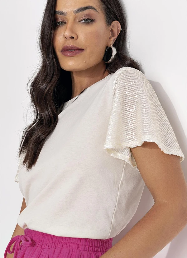 Fakini - Blusa com Paetê Off White 7
