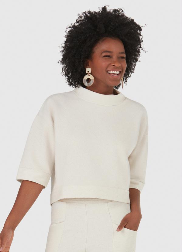 Malwee - Blusão de Moletom Mullet Feminino Off White