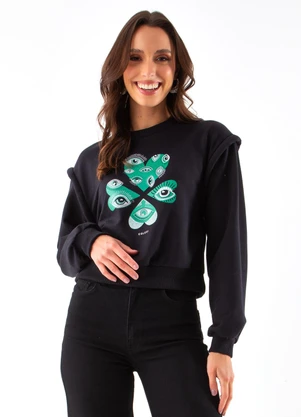 Colcci - Blusão Moletom Preto - COLCCI