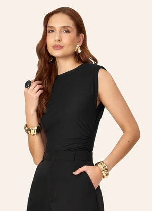 Endless - Body Feminino Justo Viscose Creponada Preto - ENDLESS