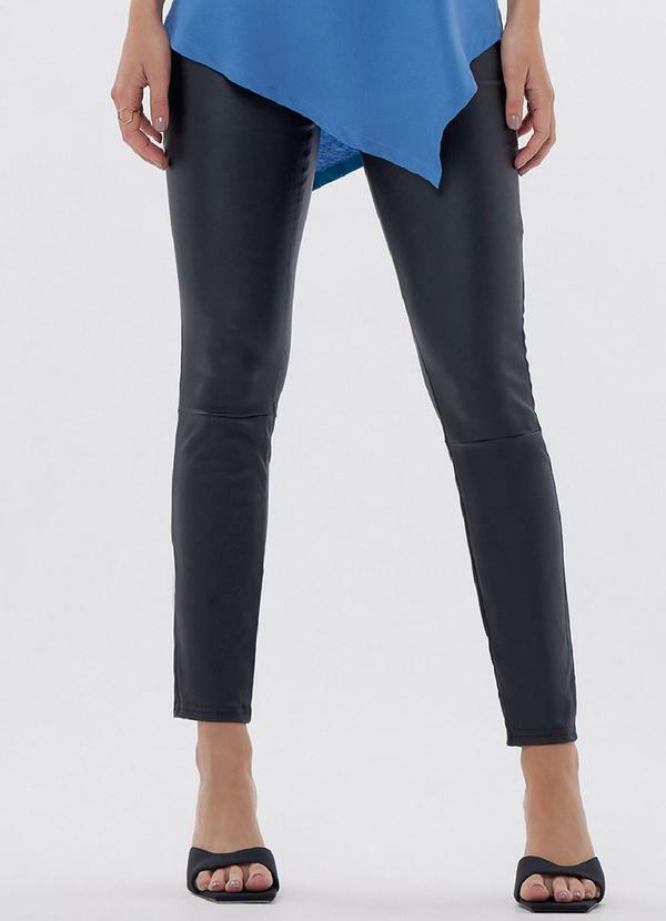 Linzzi - Calça Shinny Cintura Alta em Bengaline Preto