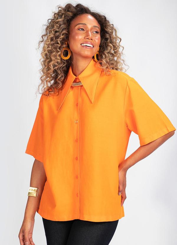 Colcci - Camisa em Viscolinho Laranja
